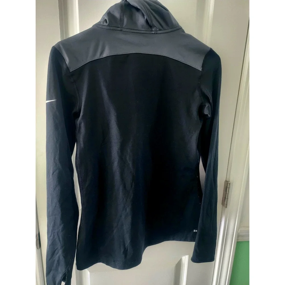 Nike Pro Dri Fit Women's 3/4 Zip Hoodie Jacket Medium Black Gray Hooded